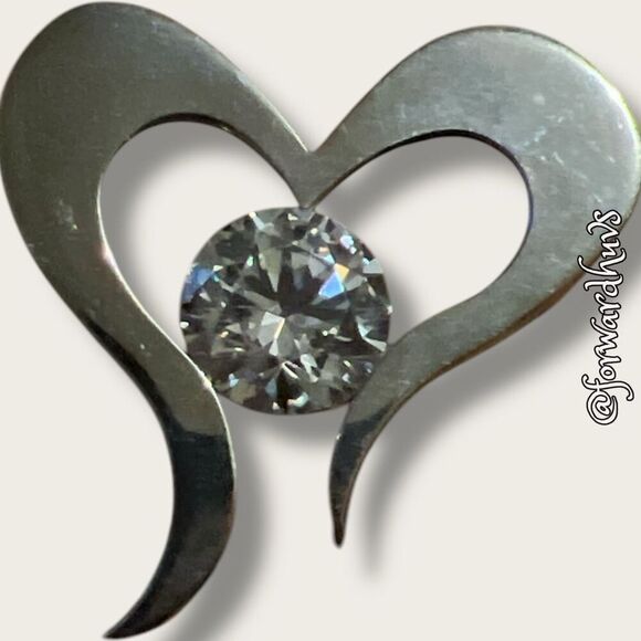 Bundle Sale 3 for $15 | Heart Shaped Pendant with Rhinestone - Picture 1 of 7